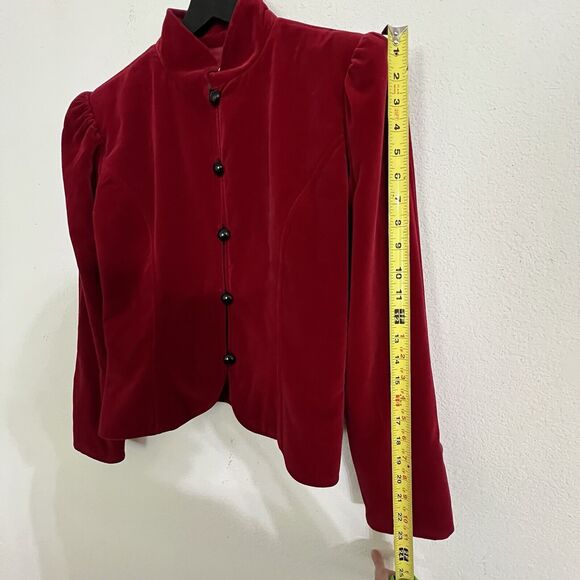 Vintage Saint Laurent Rive Gauche Women’s Velvet Tylorean Jacket Size 40 Red - Picture 6 of 8